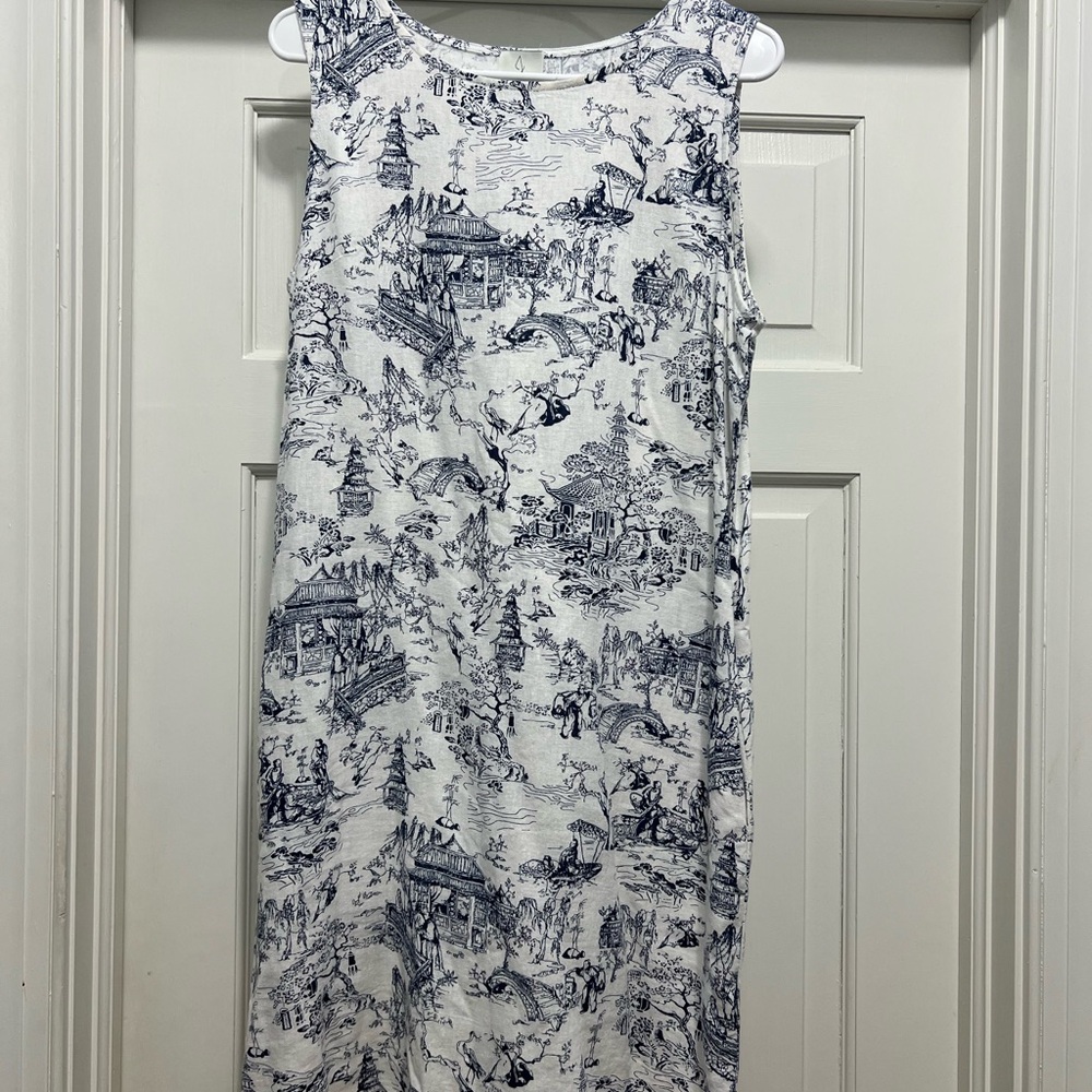 Joie Navy and White Scenic Midi Dress